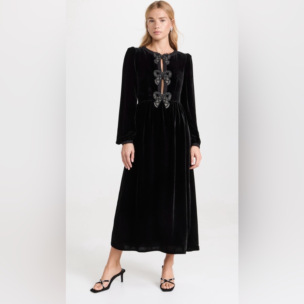 NWT Saloni Camille bows dress in Black size 2